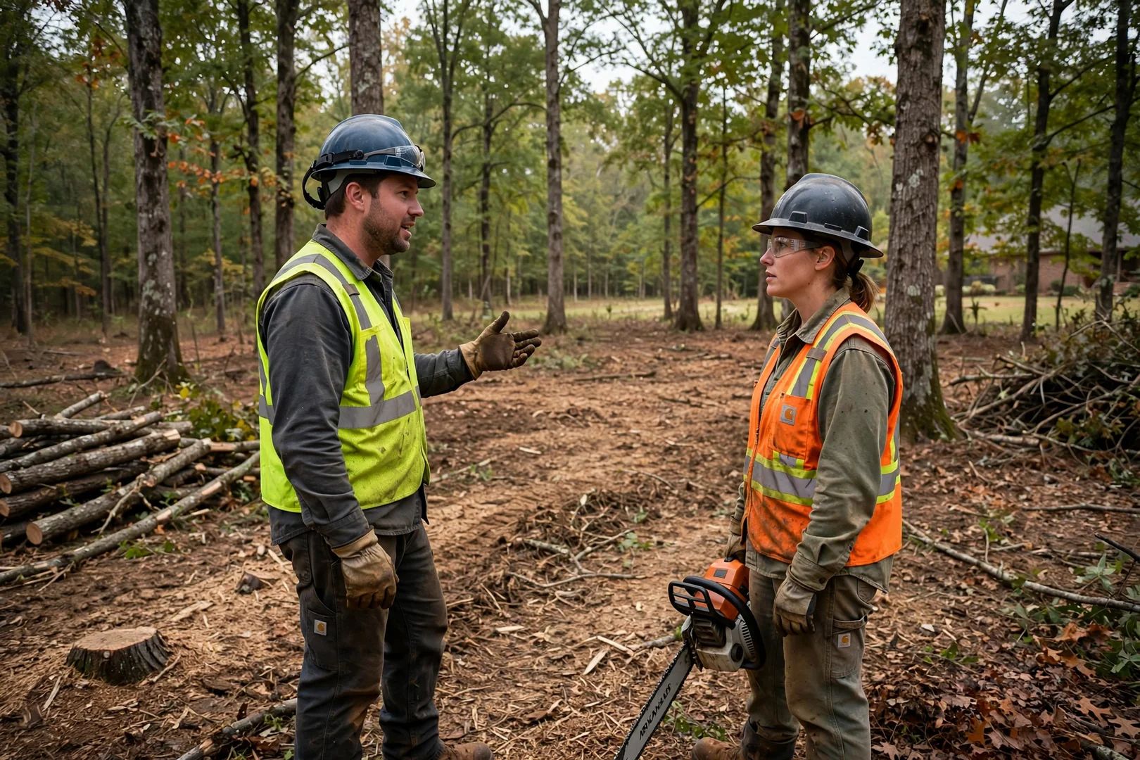 Selectively cleared woodland in Rogers with healthy hardwoods left standing