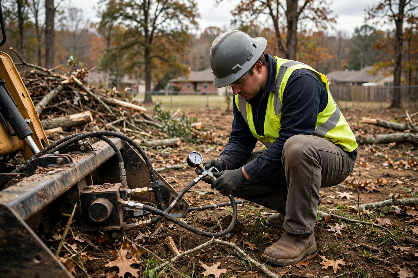 Rogers Land Clearing Company technician testing system performance