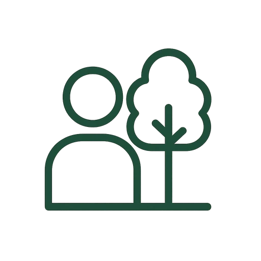 Land clearing equipment icon showing a mulcher and tools used on job sites